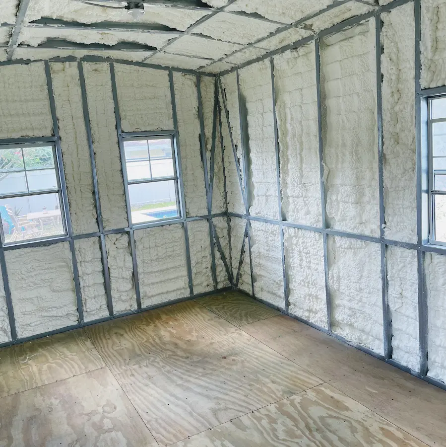 Closed-cell spray foam insulation applied to wall cavities in a residential project in Harrington Park